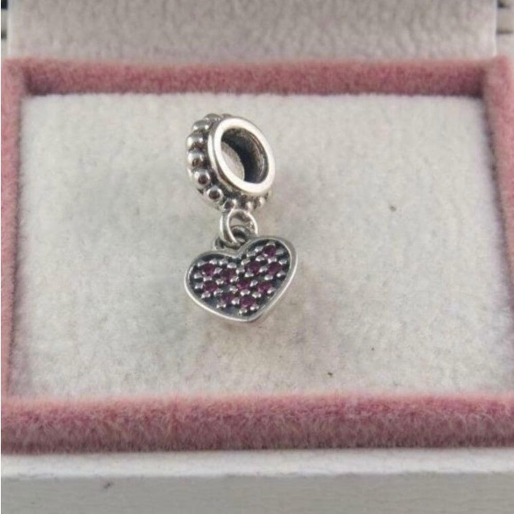 Pandora Heart Charm Red Pave Heart Charm S925 Ale #791023CZR (L8)